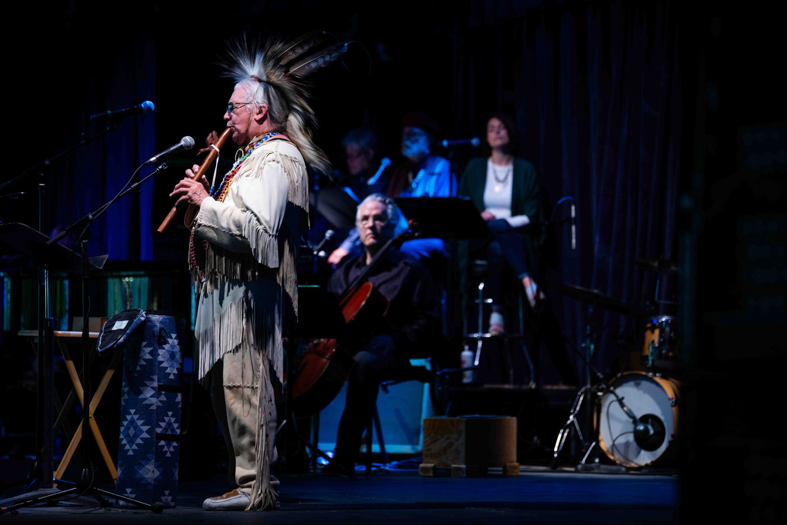 Frank Montano on mic, Blue Canvas Orchestra, Big Top Chatauqua,